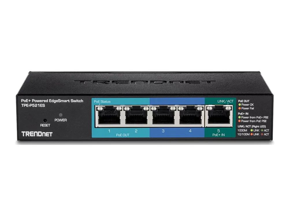 TRENDnet TPE P521ES - Switch - Smart - 1 x 10/100/1000 (PoE+ input)