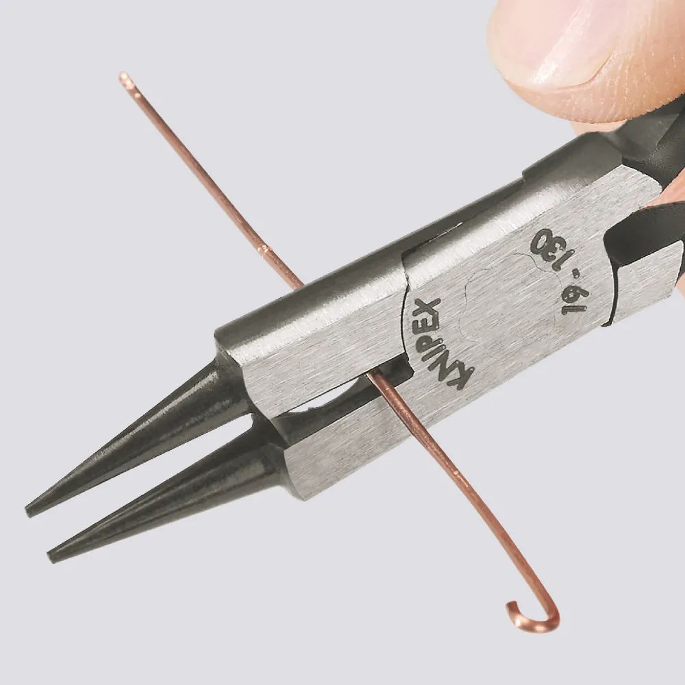 KNIPEX Rundzange mit Schneide (Schmuckbiegezange) mit Kunststoff überzogen schwarz atramentiert 130 mm