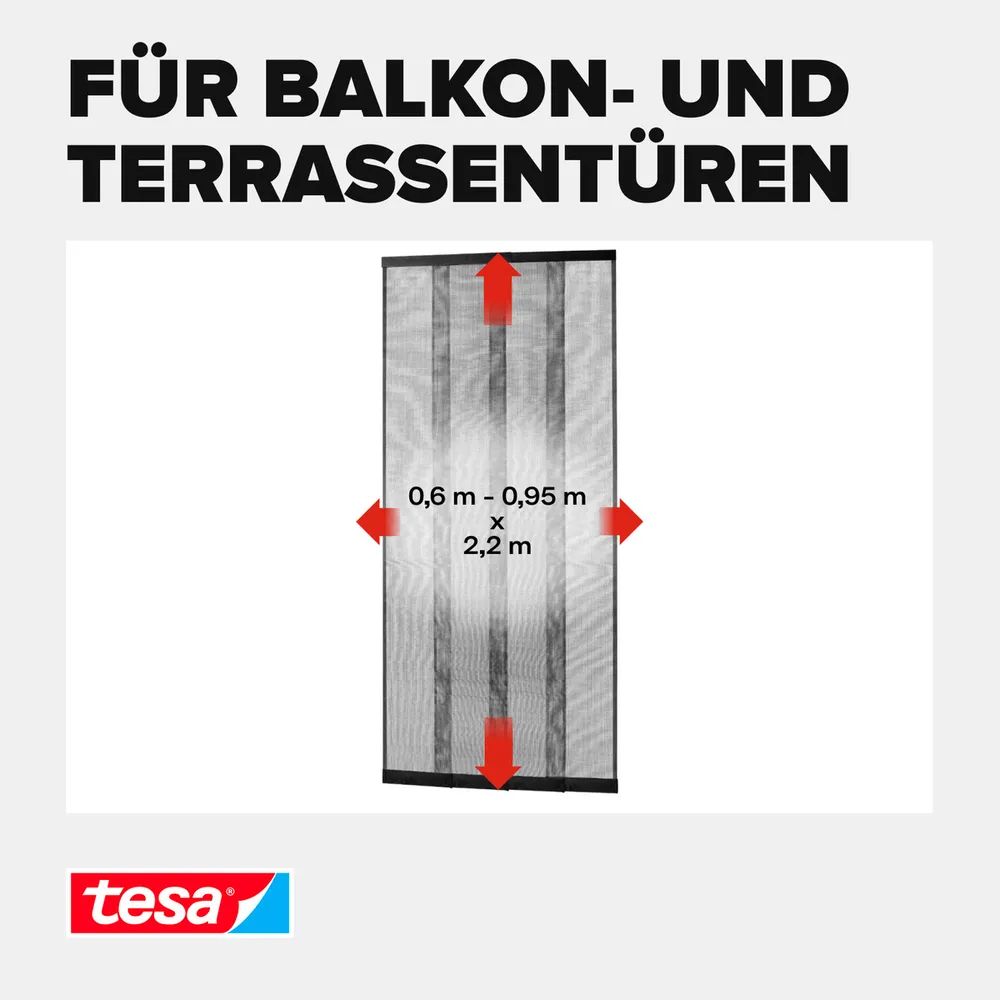 tesa® Insektenschutz Alu Lamellentür 1,20 × 2,50m, Balkon- u. Terrassentüren