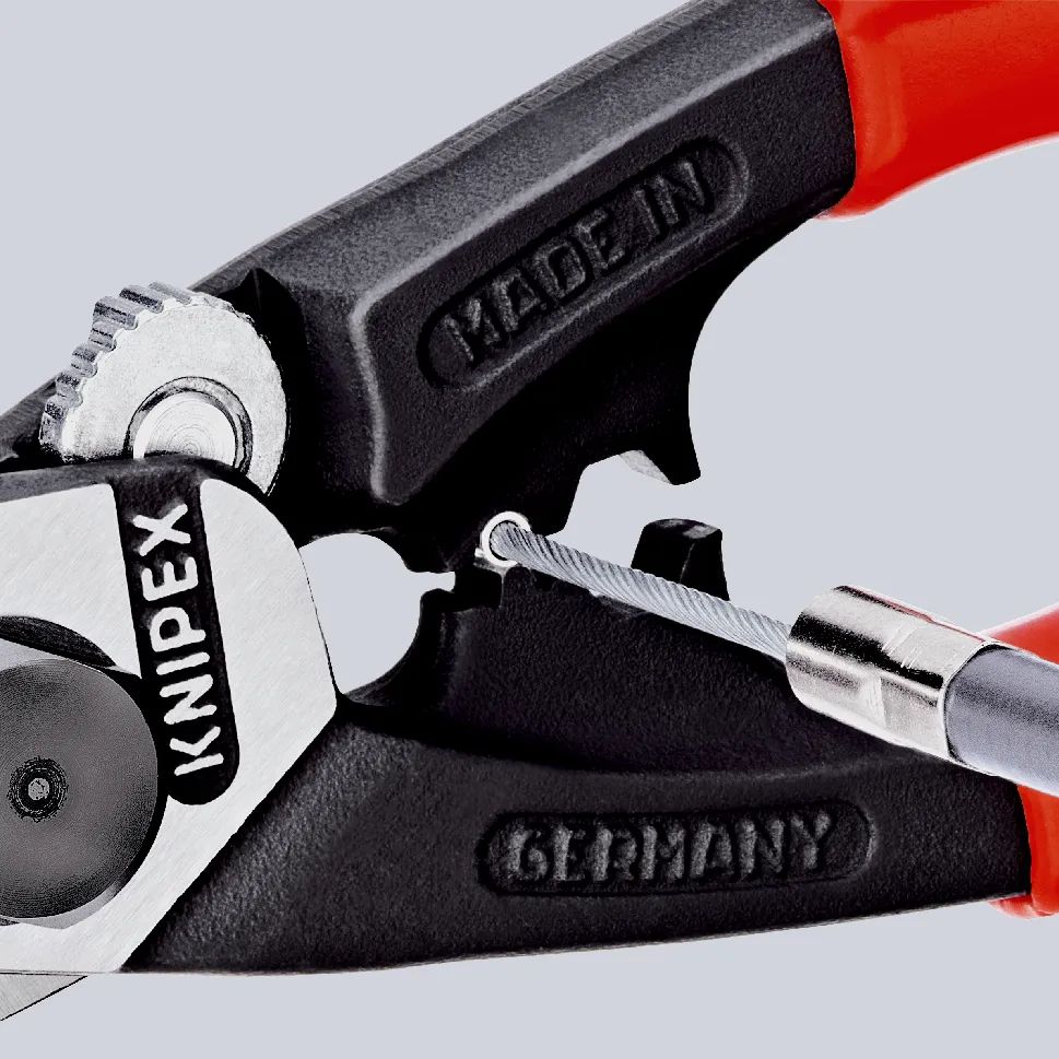 KNIPEX 95 62 190 Drahtseilschere geschmiedet mit Mehrkomponenten-Hüllen 190 mm