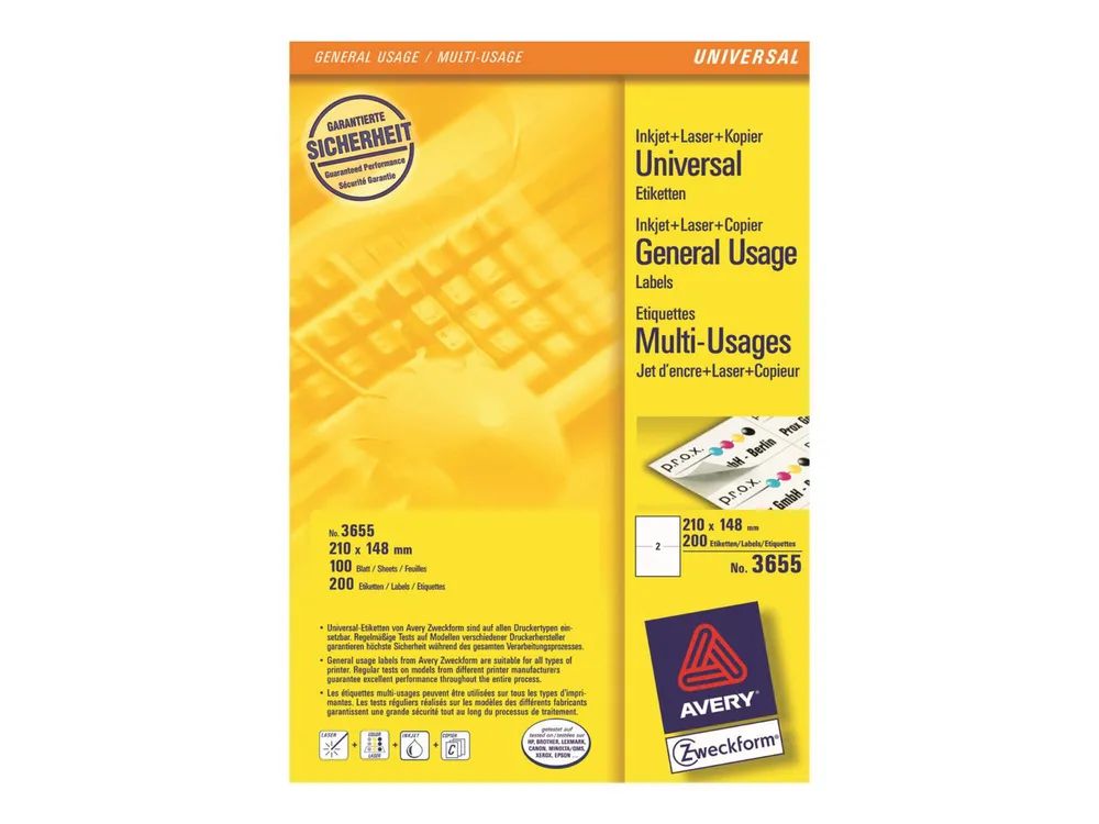 Avery Zweckform Avery - Mehrzwecketiketten - 200 Etikett(en) - 210 x 148 mm