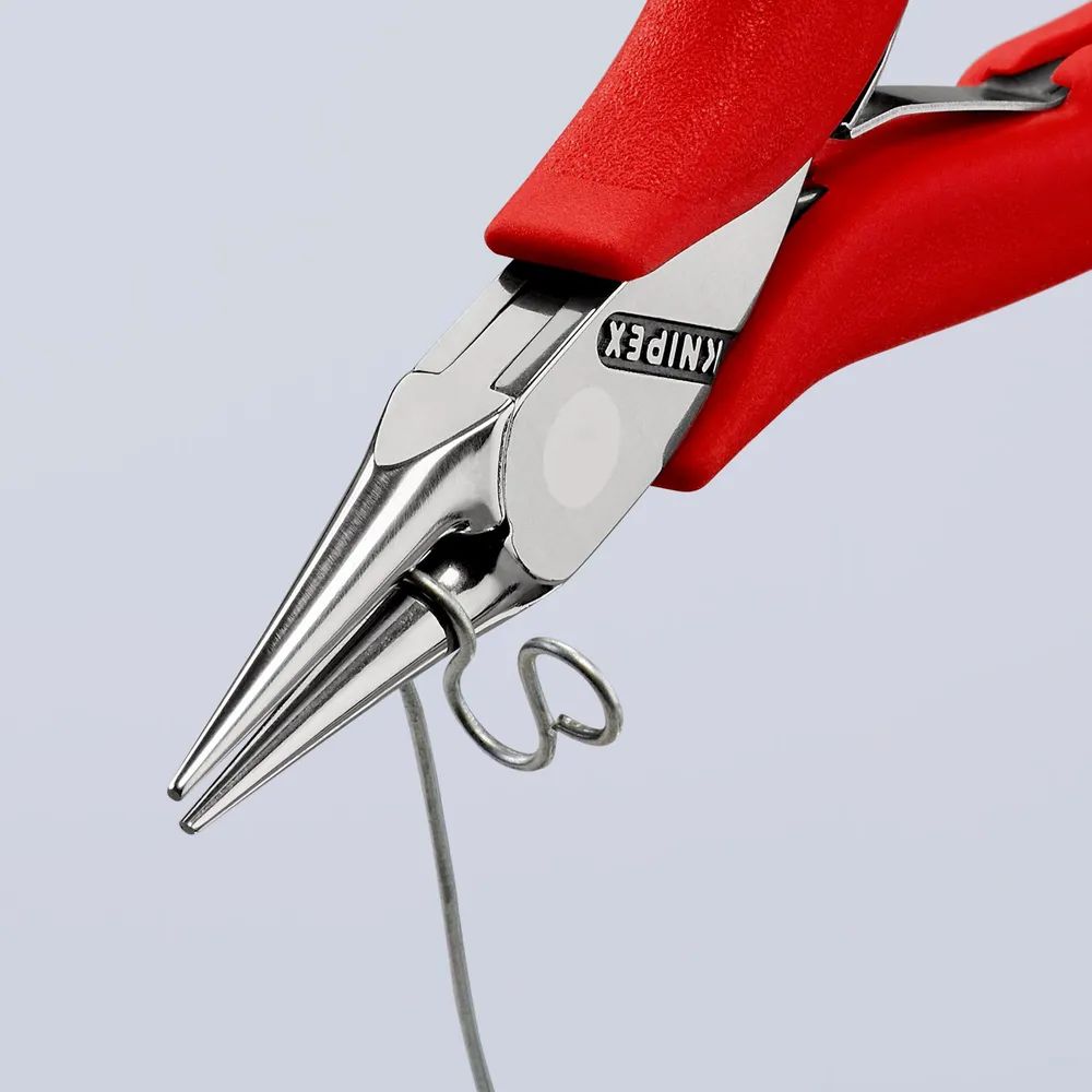 KNIPEX Elektronik-Greifzange mit durchgestecktem Gelenk mit rutschhemmenden Kunststoff-Hüllen 115 mm