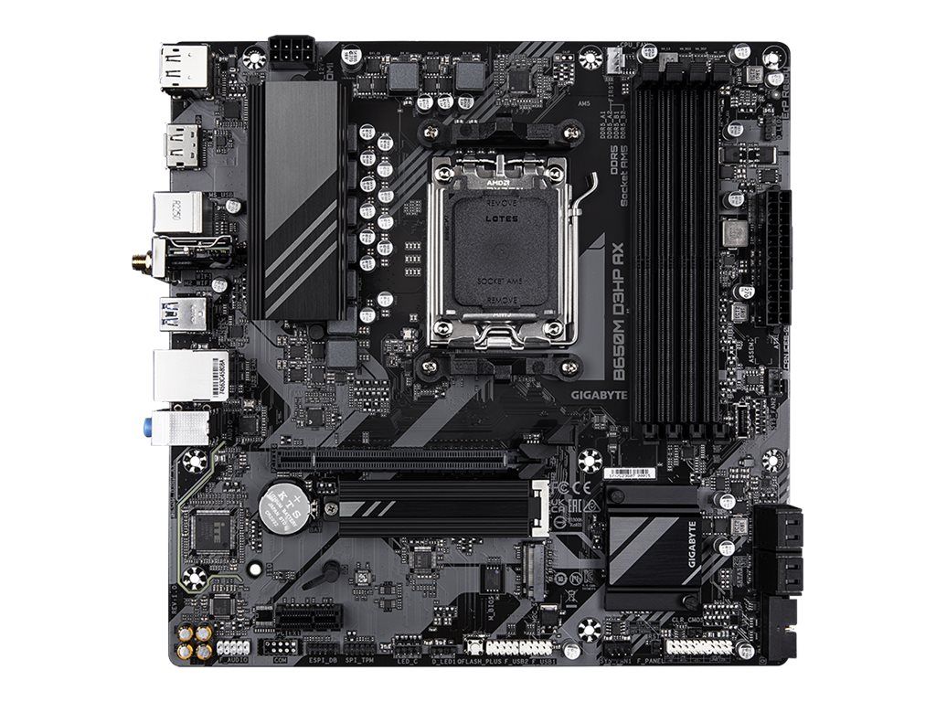 Gigabyte B650M D3HP AX - 1.0 - Motherboard - micro ATX - Socket AM5 - AMD B650 Chipsatz - USB 3.2 Gen 1, USB-C 3.2 Gen 1 - 2.5 Gigabit LAN, Wi-Fi 6E, Bluetooth - Onboard-Grafik (CPU erforderlich)