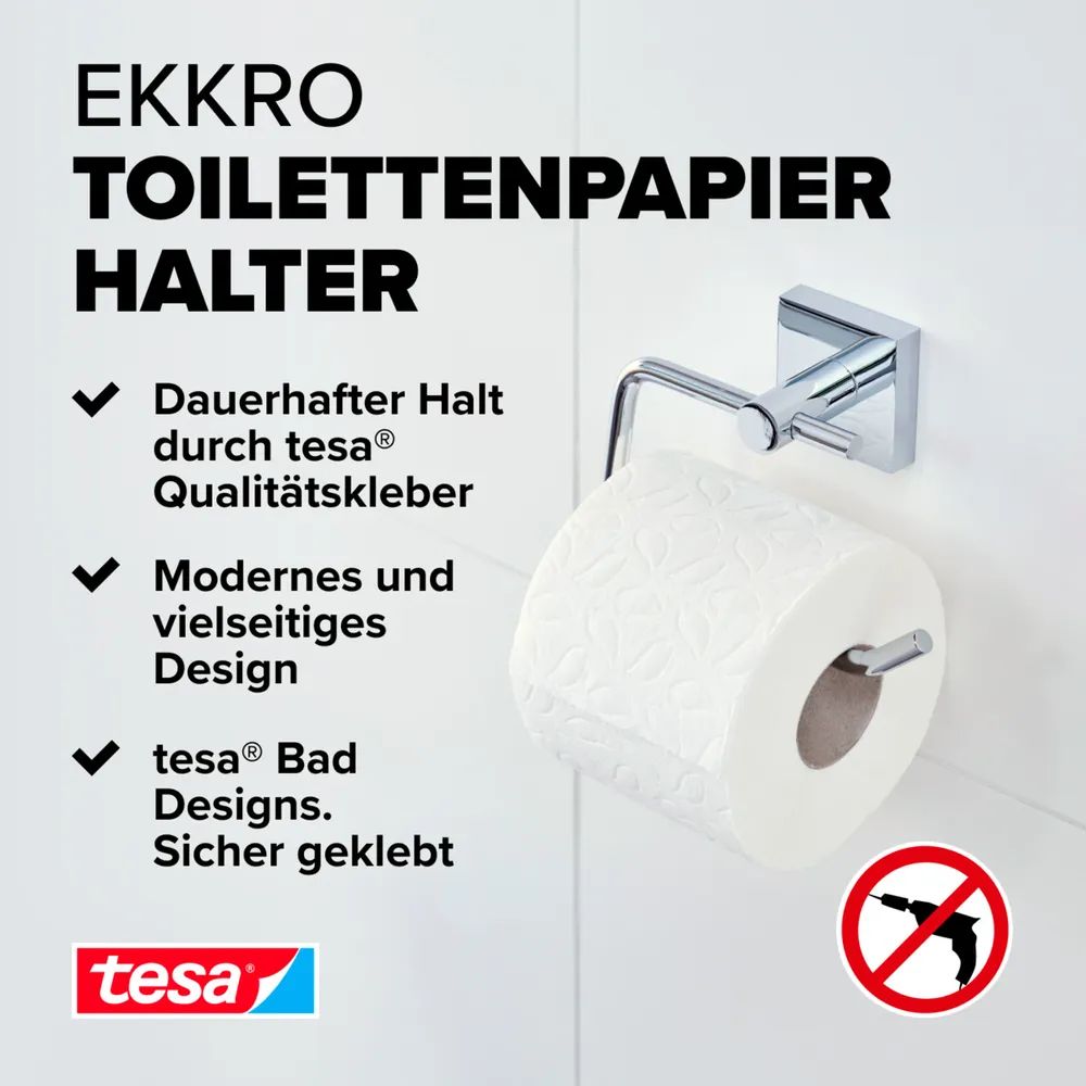 tesa® EKKRO Toilettenpapierhalter ohne Deckel, verchromt