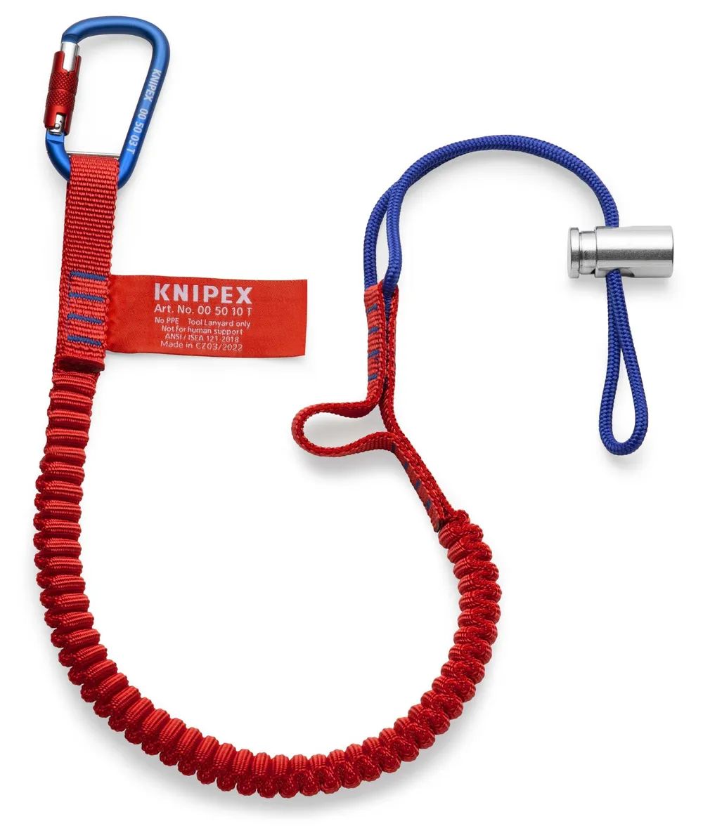 KNIPEX Fangleine mit fixiertem Materialkarabiner Zur Werkzeug-Absturzsicherung 900 mm