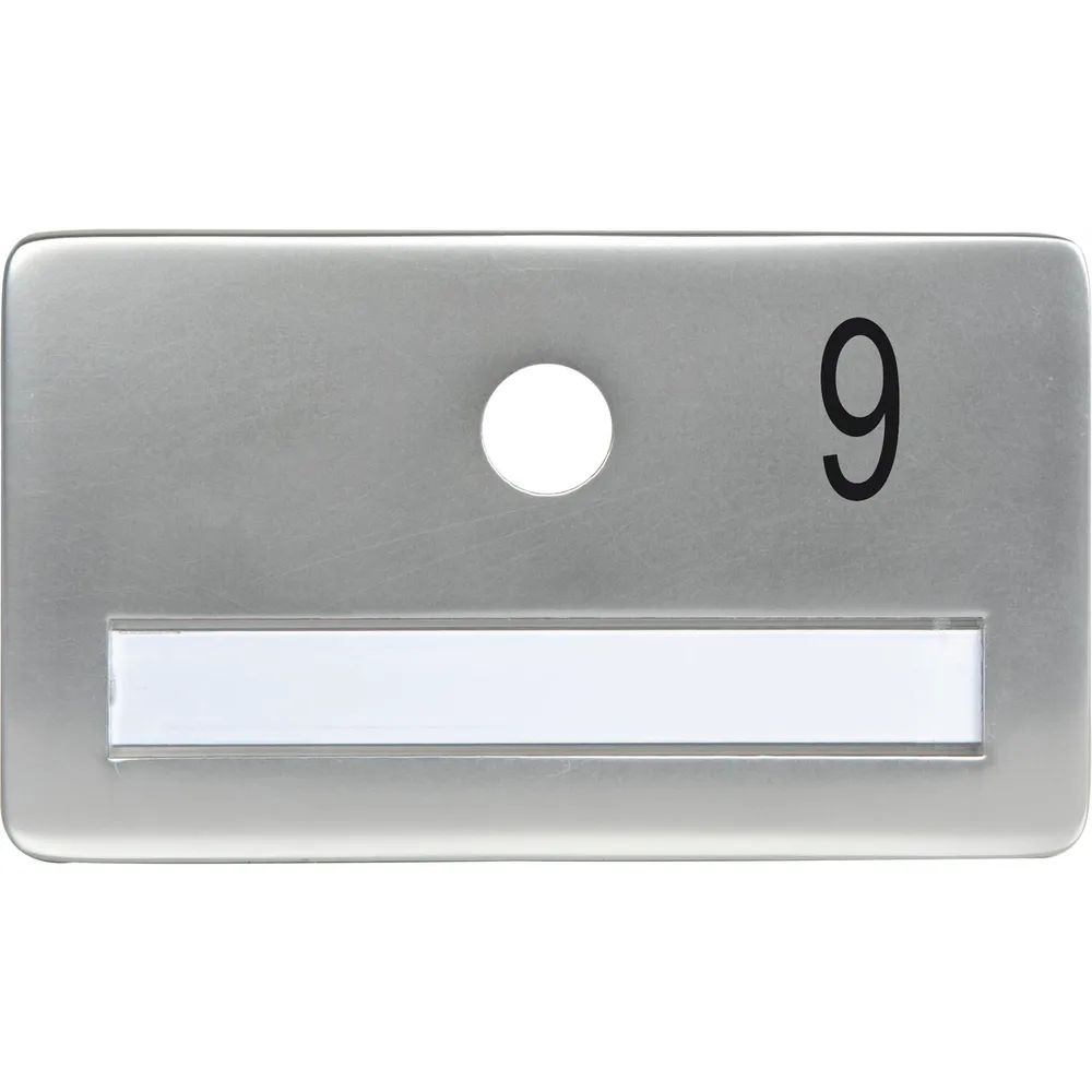 SOLIDO Namensschild ohne Spion, Bohrung ø 14, Alu silber eloxiert, Gravur Nr. 9