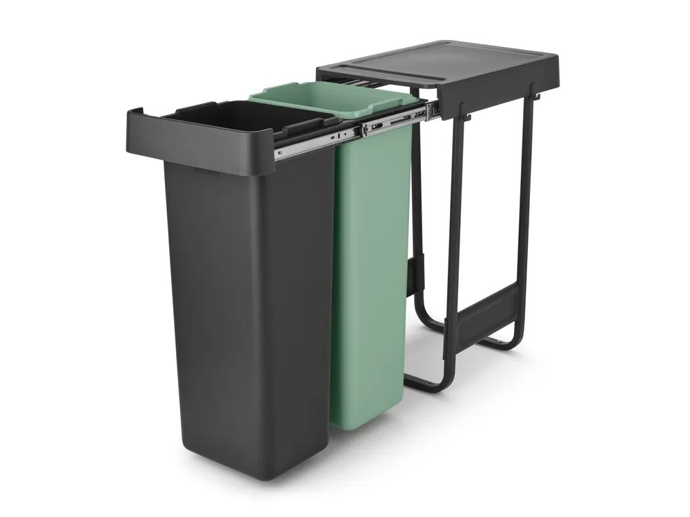 Brabantia Sort&Go Einbaumülleimer, 2 x 30 l - Dark Grey