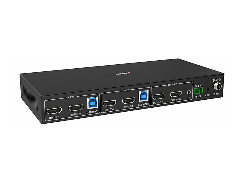 Lindy KVM-/Audio-/USB-Switch - Dual-Head, HDMI 4K60, USB 3.0