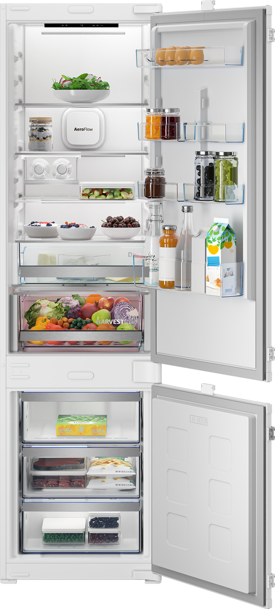 Beko B7BCNA326HS Einbau Kühl-/Gefrierkombi, Nutzinhalt:300 L, mit Schlepptürtechnik