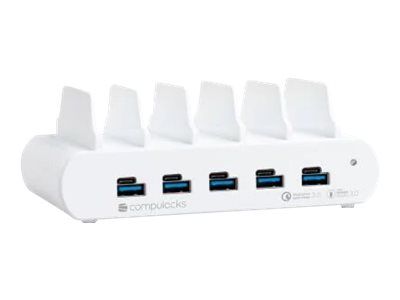 Compulocks 5 Port USB-C and USB-A Charging Dock with UK Plug - Ladestation - 10 Ausgabeanschlussstellen (USB, 24 pin USB-C)