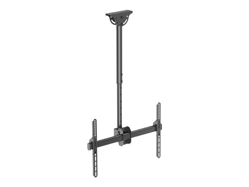 Techly Befestigungskit (Deckenmontage, Montageklammer, Teleskopstange) - für Flachbildschirm - Stahl - Schwarz - Bildschirmgröße: 94-178 cm (37"-70")