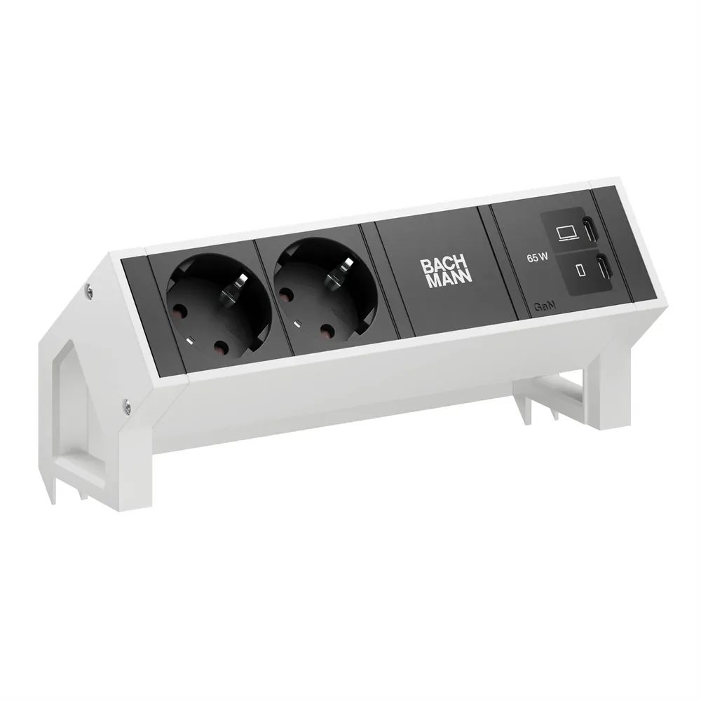 BACHMANN DESK2 2xCEE7/3 1xUSB C/C 65W, L=0,2m RAL9010