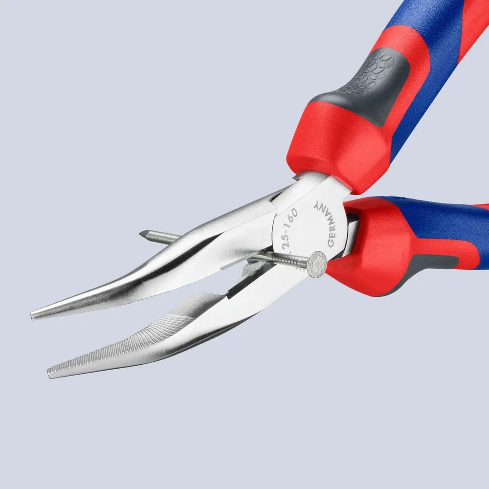 KNIPEX Flachrundzange mit Schneide (Radiozange) mit Comfort-Griffen verchromt 165 mm