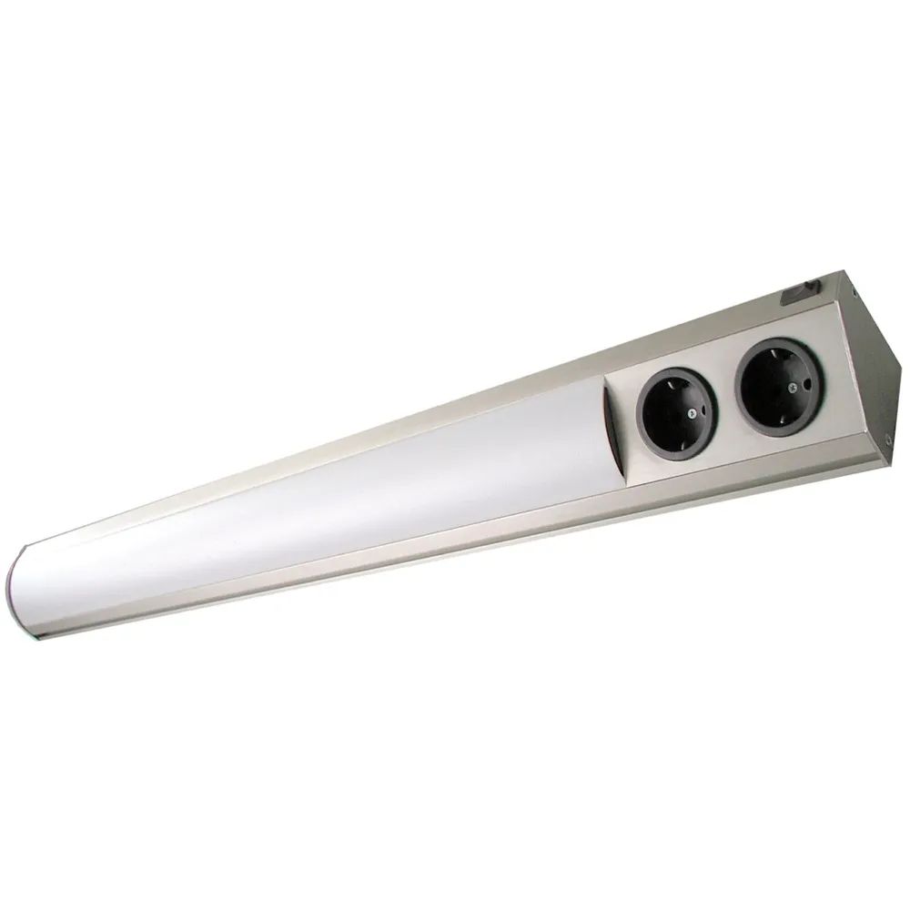 WIPO Unterbauleuchte Corner Compact LED 860mm mit Steckdose, Edelstahl Effekt