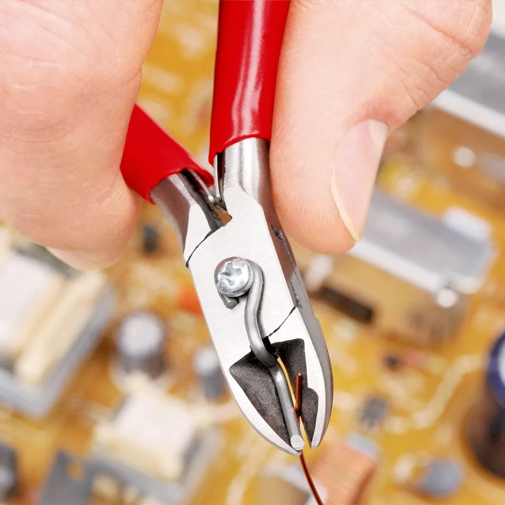 KNIPEX Elektronik-Seitenschneider mit durchgestecktem Gelenk mit rutschhemmenden Kunststoff-Hüllen 115 mm