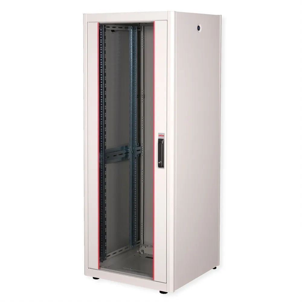 ROLINE 19-Zoll Netzwerkschrank Basic 32 HE, 600x600 BxT Glastür grau