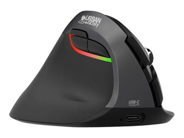 Urban Factory ERGO PRO - Maus - vertikal - ergonomisch - Für Linkshänder - 6 Tasten - kabellos - Bluetooth 5.0, 2.4 GHz - kabelloser Empfänger (USB)