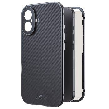 Black Rock Cover "360° Glass" für Apple iPhone 16, Real Carbon