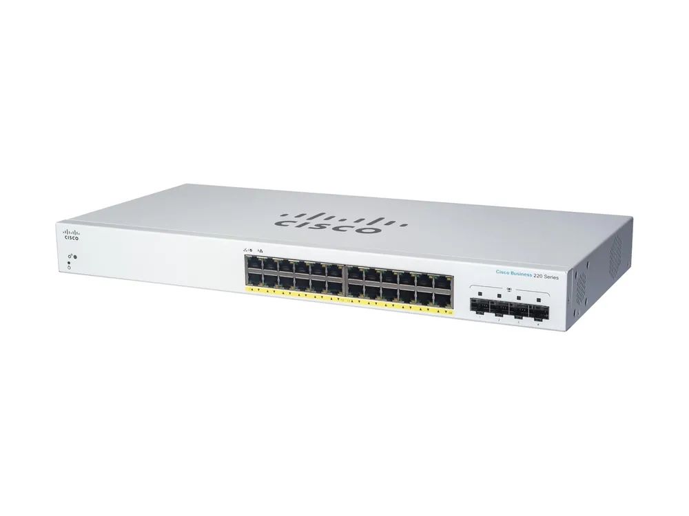 Cisco Business 220 Series CBS220-24T-4G - Switch - Smart - 24 x 10/100/1000 + 4 x Gigabit SFP (Uplink)