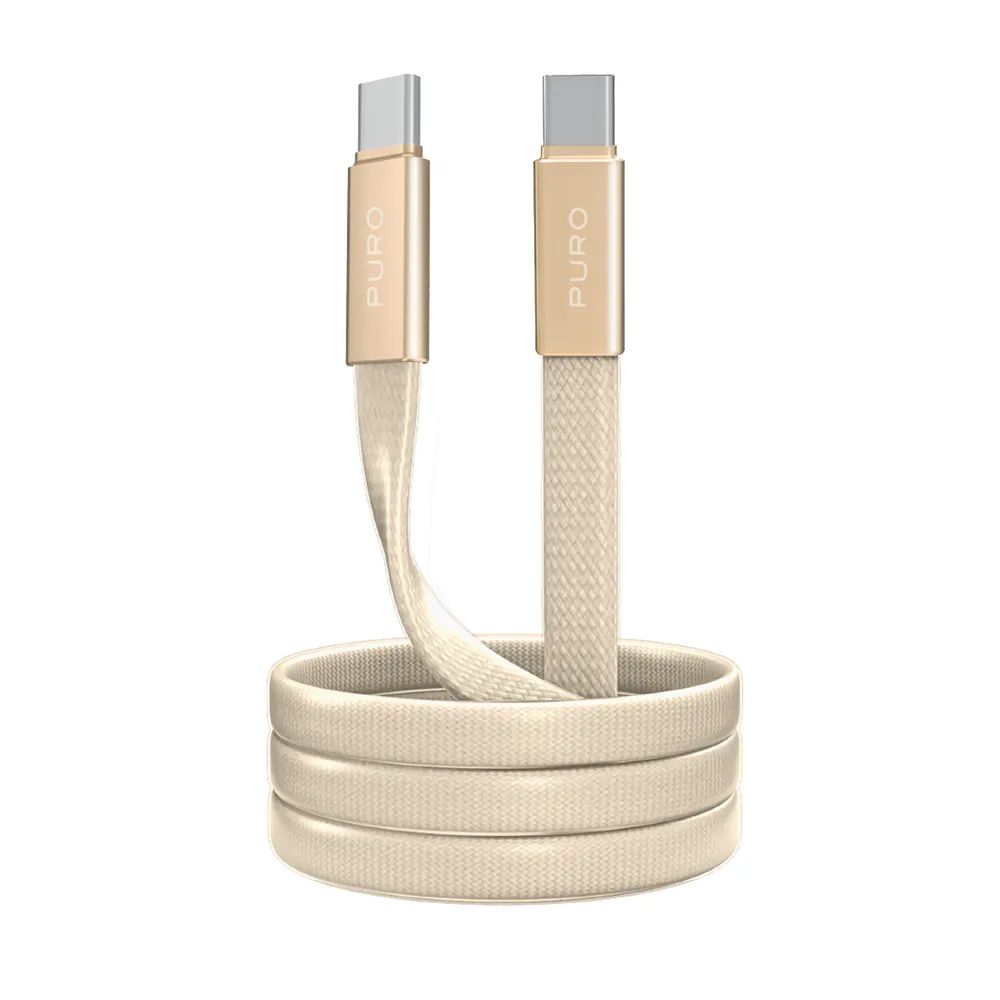 PURO Daten- u. Ladekabel, USB-C  USB-C, 60W, 1m, flach gelbgold