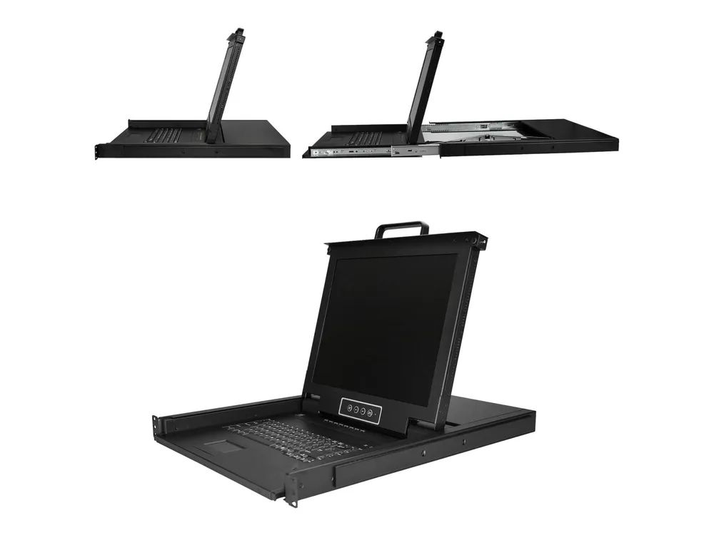 StarTech.com 8 Port Rack KVM Konsole mit 1,8 m Kabeln - US Tastatur(QWERTY), Integrierter KVM Switch mit 17" LCD Monitor - 1HE LCD KVM Konsole - OSD KVM - 50.000 MTBF - USB + VGA(RKCONS1708K) - KVM-Konsole mit KVM-Switch - 8 Anschlüsse - USB - 43.2 c