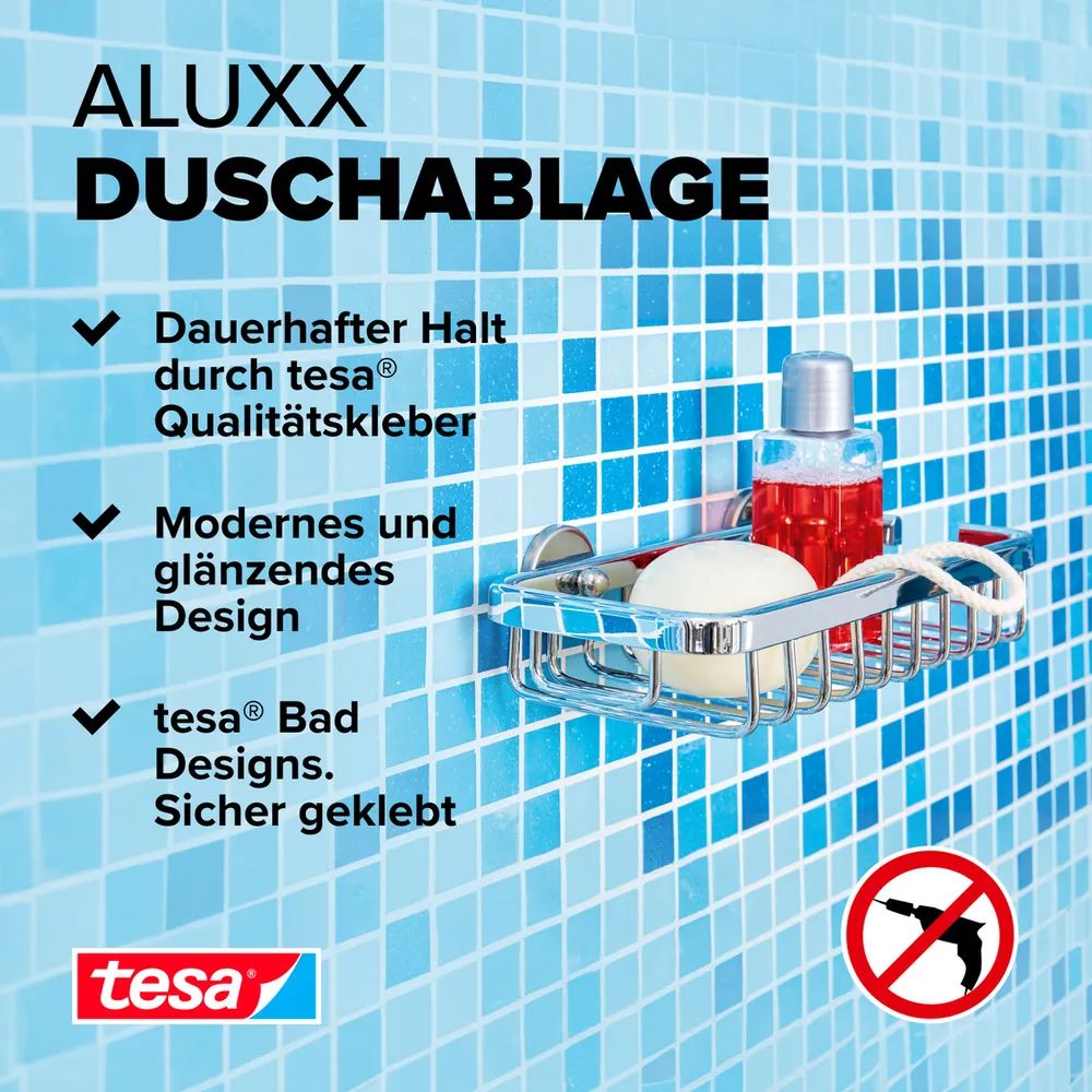 tesa® ALUXX Duschkorb, verchromt, Badaccessoire