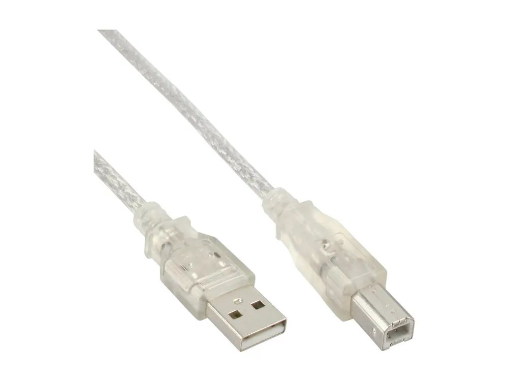 InLine USB 2.0 Kabel - A an B - transparent - 1m