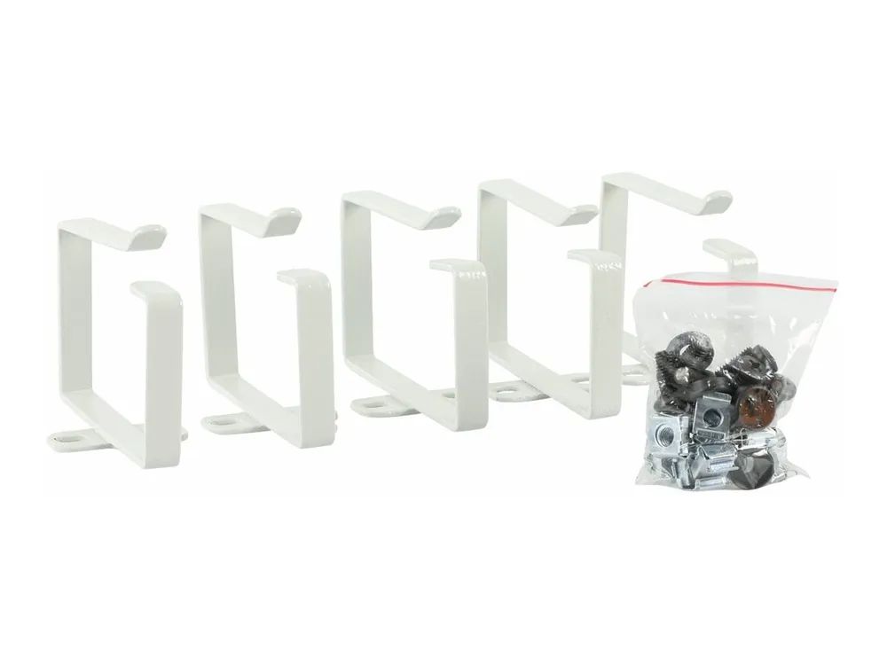 Lanview by Logon - Kabelhaken - aluminum, 88 x 60 mm - weiß, RAL 7035 - 1U - 48.3 cm (19")