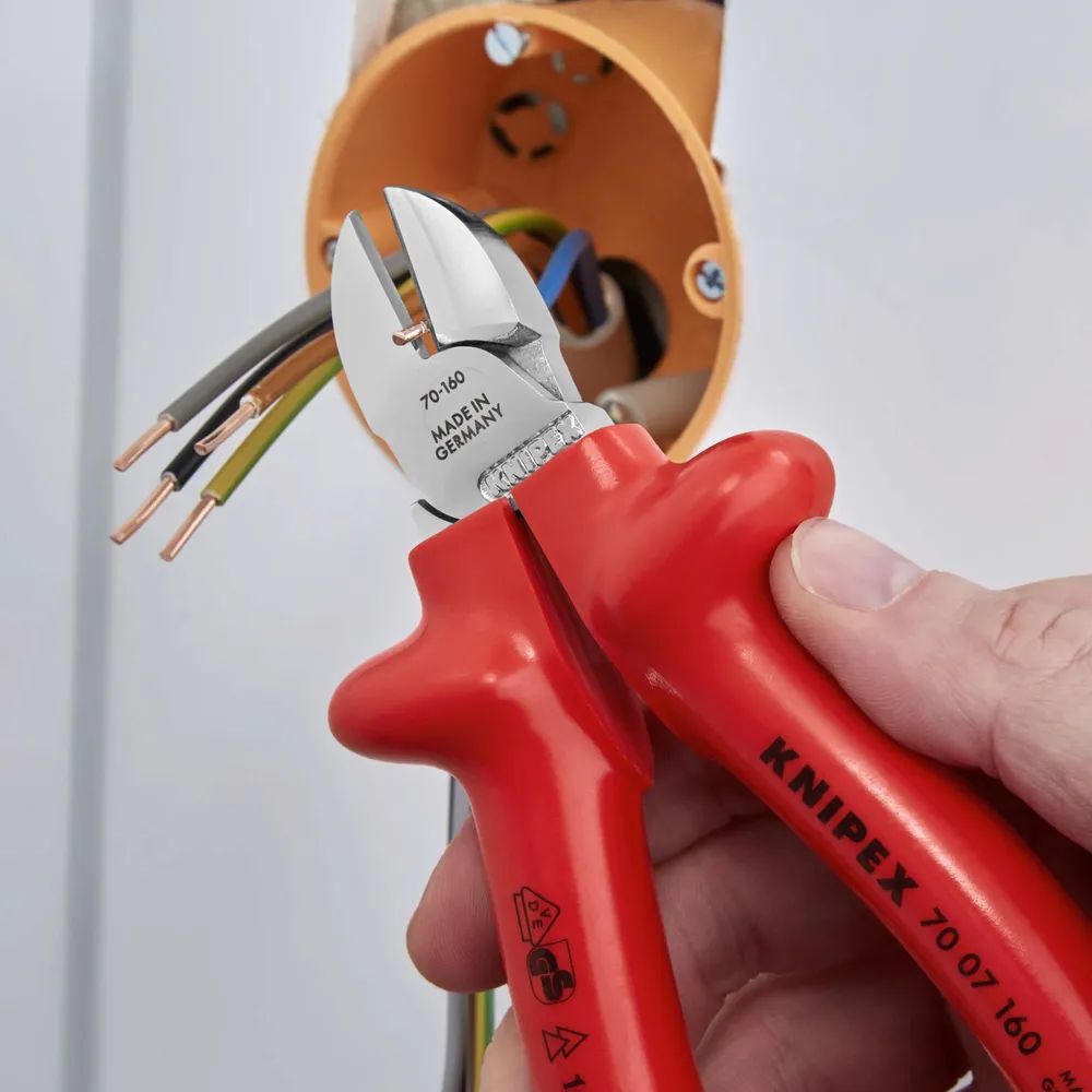 KNIPEX Seitenschneider tauchisoliert, VDE-geprüft verchromt 160 mm