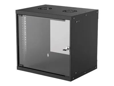 Intellinet Network Cabinet, Wall Mount (Basic), 9U, Usable Depth 340mm/Width 485mm, Black, Flatpack, Max 50kg, Glass Door, 19", Parts for wall installation (eg screws and rawl plugs)