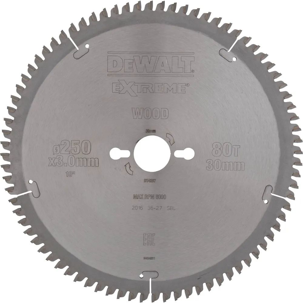 DEWALT Kreissägeblatt HW ø 250x3,0x30 mm Z80 Trapez/Flachzahn (TR/FZ) negativ