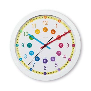 Hama Kinder-Wanduhr "Sal", ohne Ticken, für Kinderzimmer, analog, Ø 30 cm, Bunt