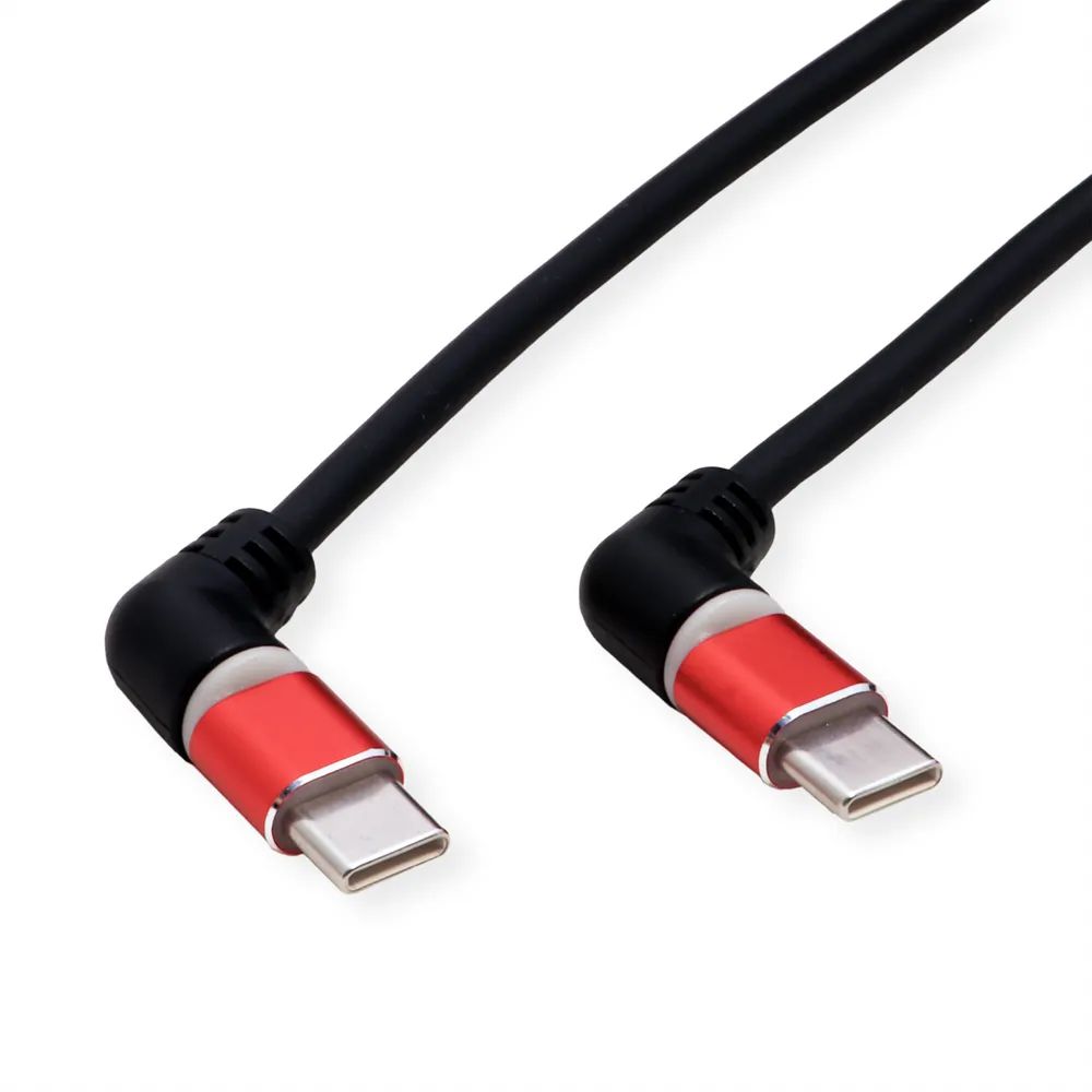 ROLINE USB 2.0 Kabel, Typ-C - Typ-C, ST/ST, 360° Rotation, schwarz / rot, 1 m