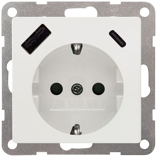 SIEMENS EP DELTA i-system titanweiß USB-SCHUKO-Steckdose 2 USB A+C Leistung: bis zu 18 W