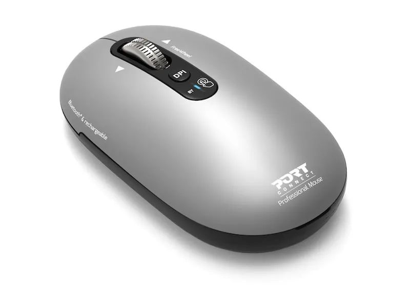 PORT Designs PORT Connect Professional PURE - Maus - wiederaufladbar - optisch - 4 Tasten - kabellos - 2.4 GHz, Bluetooth - kabelloser Empfänger (USB)