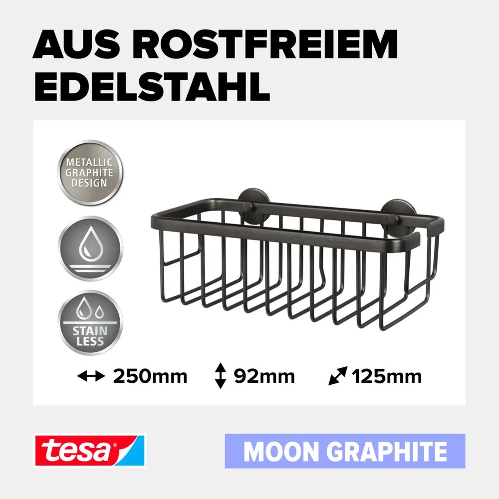tesa® MOON Duschkorb, Graphite, Badaccessoire