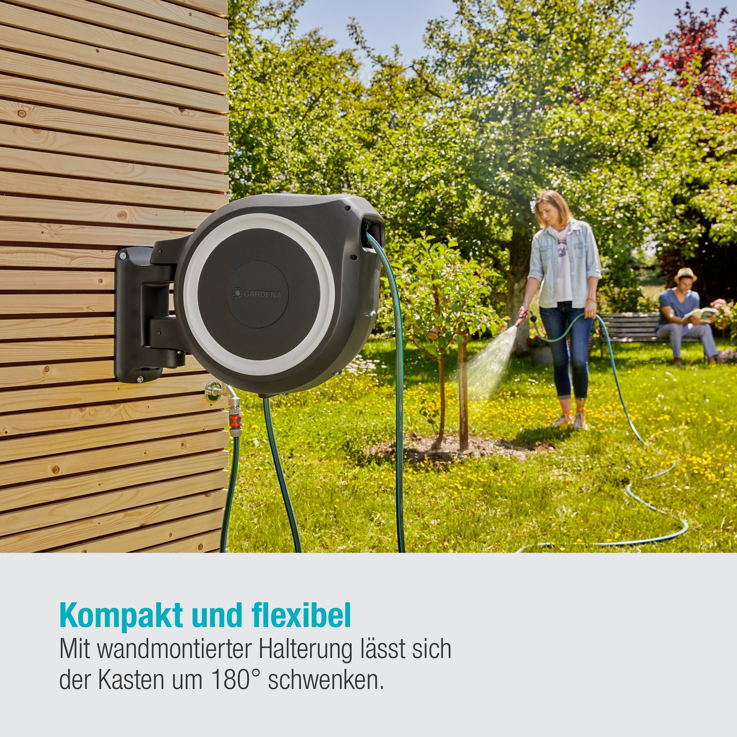 Gardena Wand-Schlauchbox RollUp L, 30 m, weiß