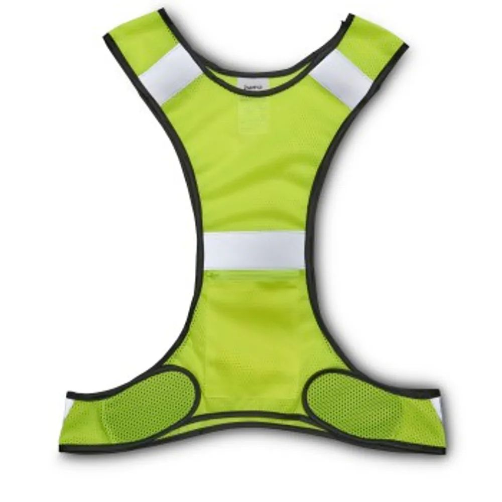 Hama Reflektierende Laufweste f. Jogger, mit Tasche, größenverstellbar, Neongelb