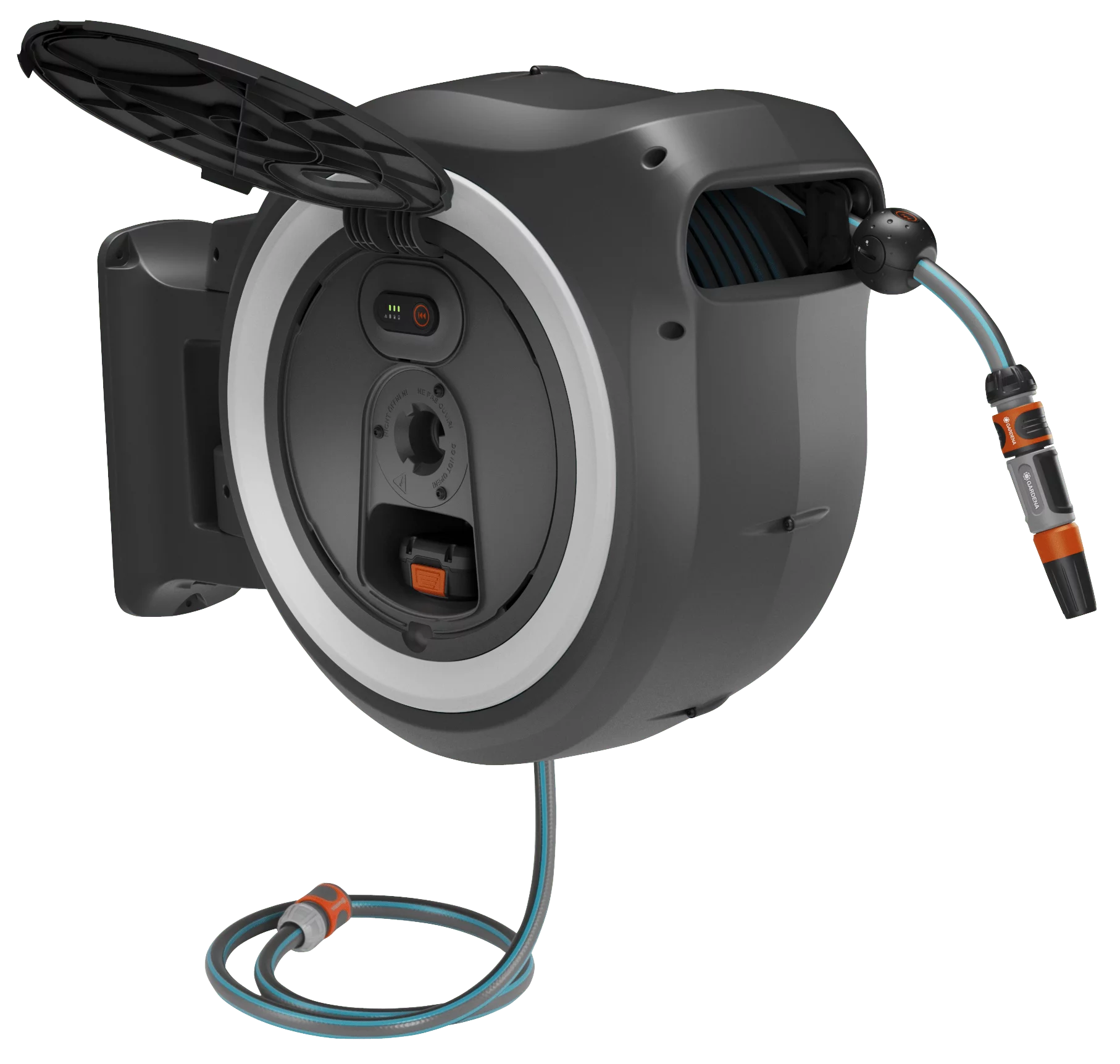 Gardena Akku-Wand-Schlauchbox PowerRoll XL 18V P4A solo (weiß), 35m