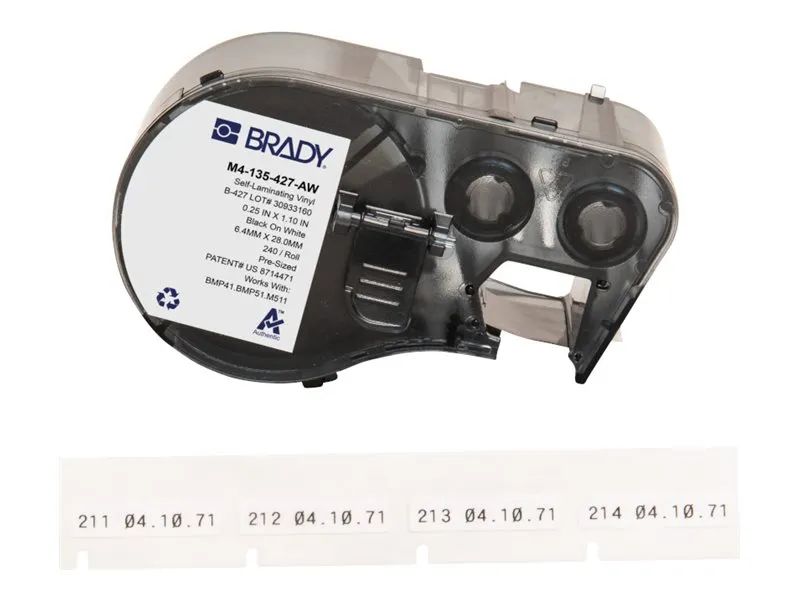 Brady Corporation Brady B-427 - Vinyl - matt - permanenter Acrylklebstoff - 101,6 Mikron - Schwarz auf Weiß - 27.94 x 6.35 mm 240 Etikett(en) (1 Rolle(n)