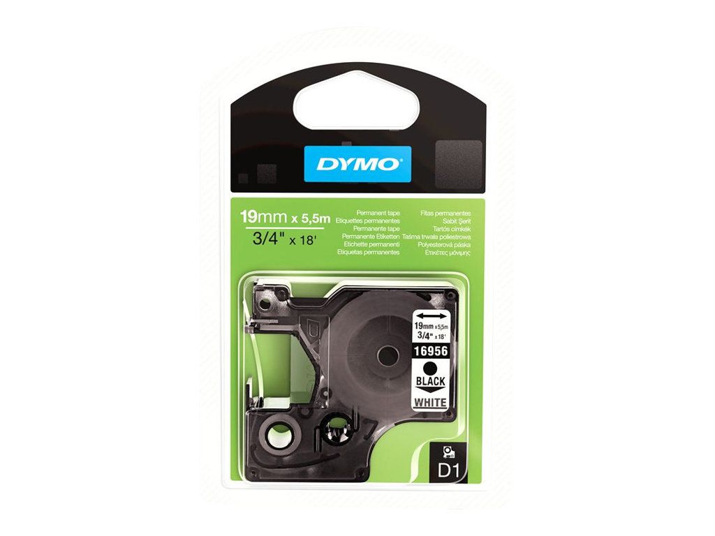 Dymo D1 - Polyester - permanenter Klebstoff - Schwarz auf Weiß - Roll (1.9 cm x 5.5 m)