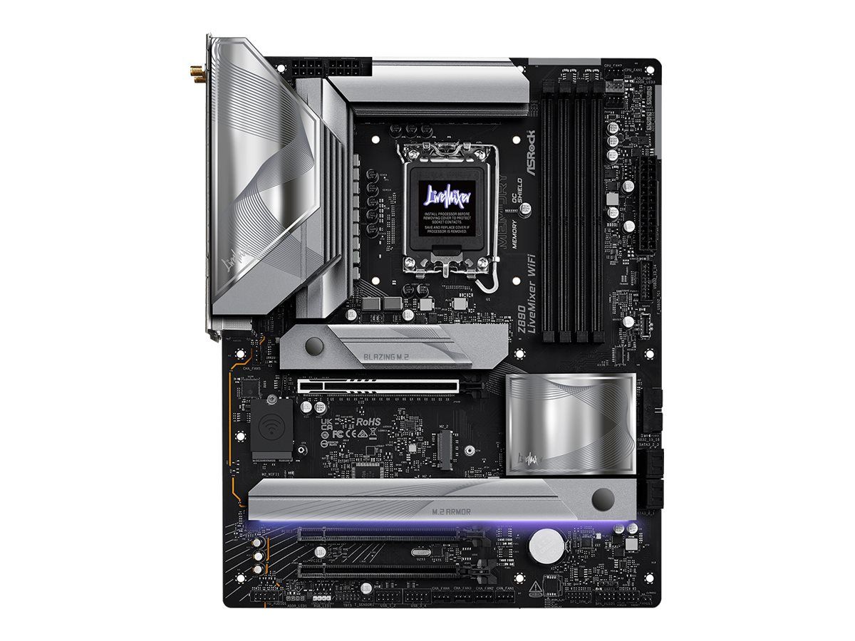 ASRock Z890 LiveMixer WiFi - Motherboard - ATX - LGA1851-Sockel - Z890 Chipsatz - USB4, USB 3.2 Gen 2x2, USB 3.2 Gen 2, USB 3.2 Gen 1 - 2.5 Gigabit LAN, Wi-Fi 7, Bluetooth - Onboard-Grafik (CPU erforderlich)