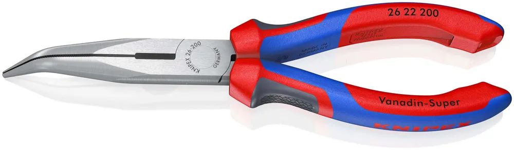 KNIPEX Flachrundzange mit Schneide (Storchschnabelzange) mit Comfort-Griffen schwarz atramentiert 200 mm