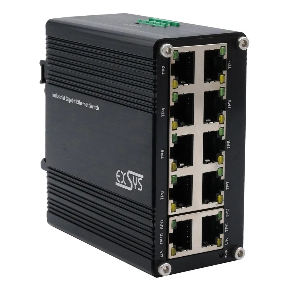 Exsys Switch Industrie Ethernet 10x10/100/1000Tx 12-48VDC - Switch - 1 Gbps