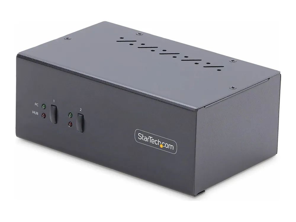 StarTech.com 2-Port Dual-Monitor DisplayPort KVM Switch, 4K 60Hz, 2x USB 5Gbps Hub Ports, 2x USB 2.0 HID Ports, Hotkey and Push-Button Switching, TAA Compliant - ESD Level 3 Protection (P2DD46A2-KVM-SWITCH)