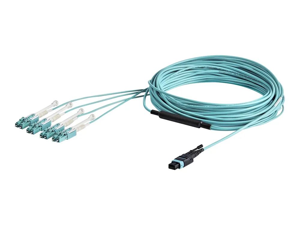 StarTech.com MTP to LC Breakout Cable - 30 ft / 10m - OM3 Multimode - 40Gb - Pull Tab - Plenum - MPO / MTP Connector - Fiber Optic Cable (MPO8LCPL10M)