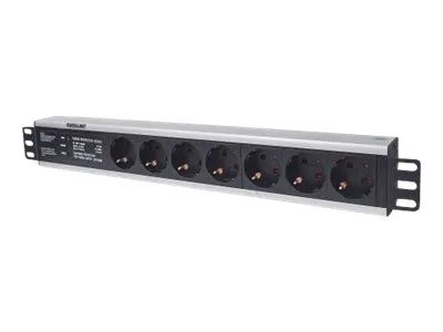 Intellinet 19" 1.5U Rackmount 7-Way Power Strip - German Type", With Surge Protection, 3m Power Cord - Steckdosenleiste (Rack - einbaufähig)