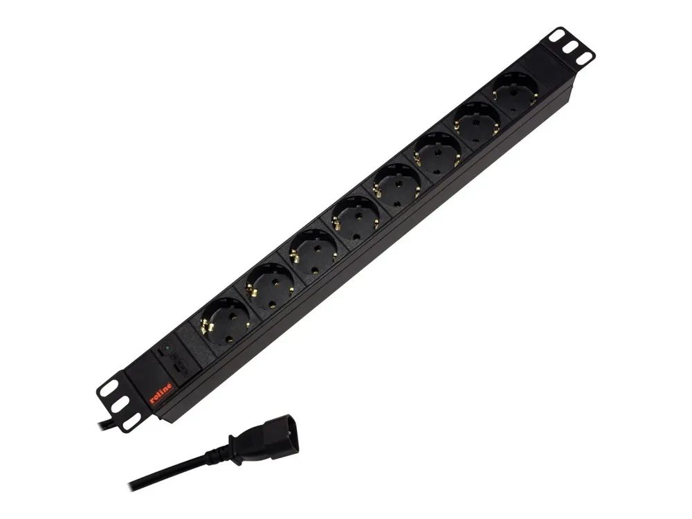 ROLINE Steckdosenleiste (Rack - einbaufähig) - 250 V - 2300 Watt - Eingabe, Eingang IEC 60320 C14 - Ausgangsanschlüsse: 8 - 1U - 48.3 cm (19")