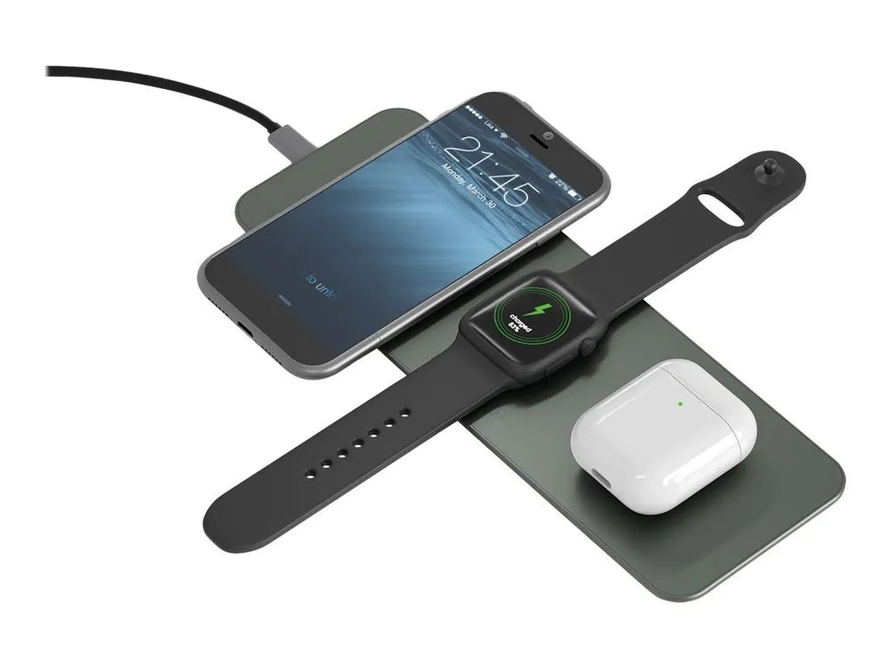 TerraTec ChargeAIR All green - Kabelloses Ladegerät + AC-Netzteil - 10 Watt - 1.2 A - für Apple AirPods (1. Generation, 2. Generation)