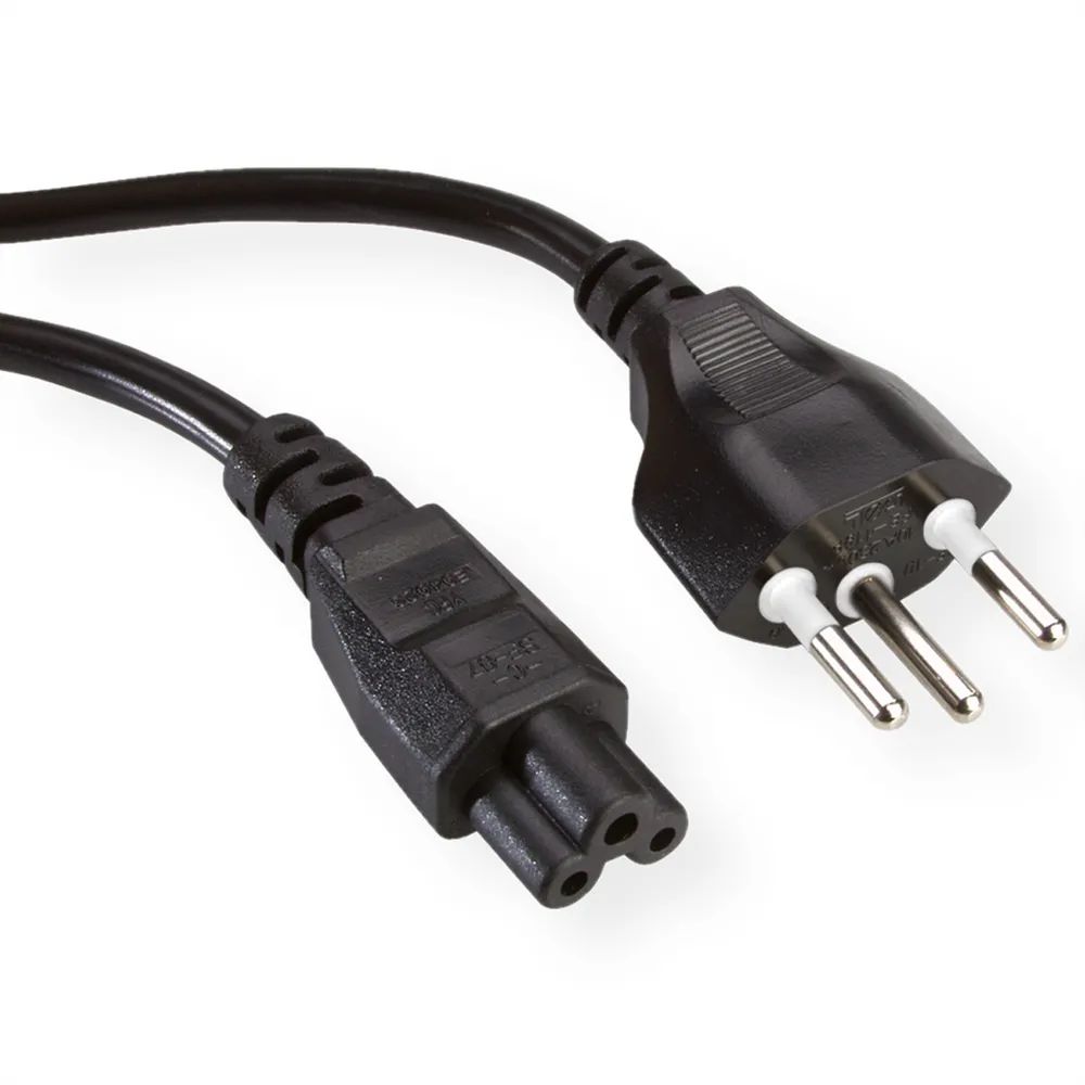 VALUE Netzkabel T12 auf C5, 3polig, schwarz, 1 m